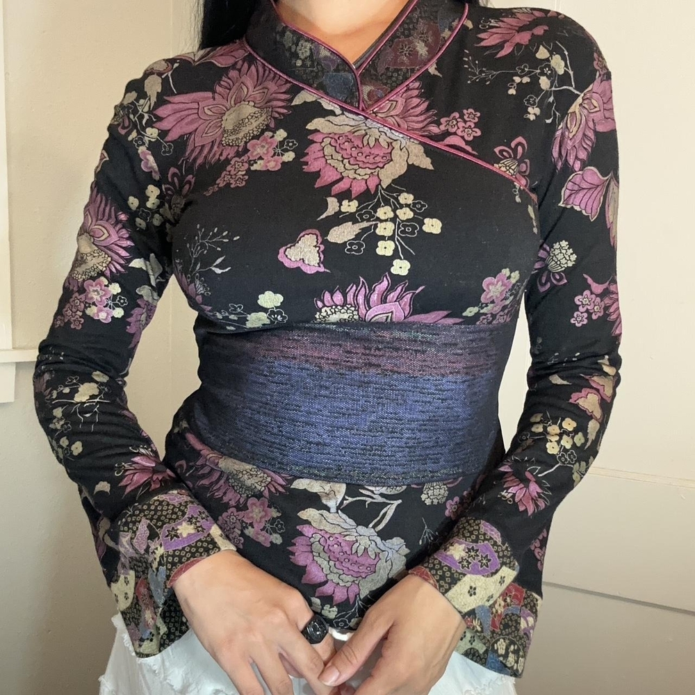 Anac Black and Pink Floral Blouse